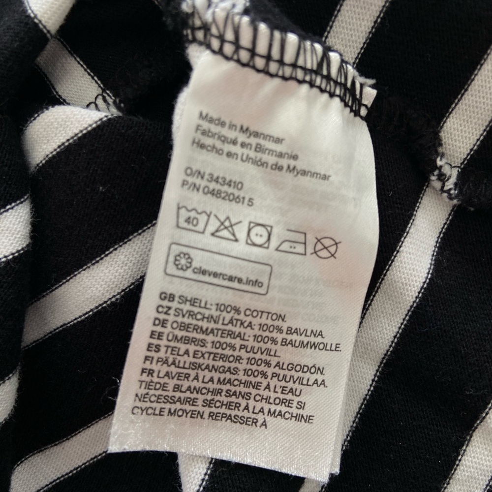 H&M BLACK AND WHITE CLASSIC STRIPED 100% COTTON TOP, LARGE - Picture 9 of 9